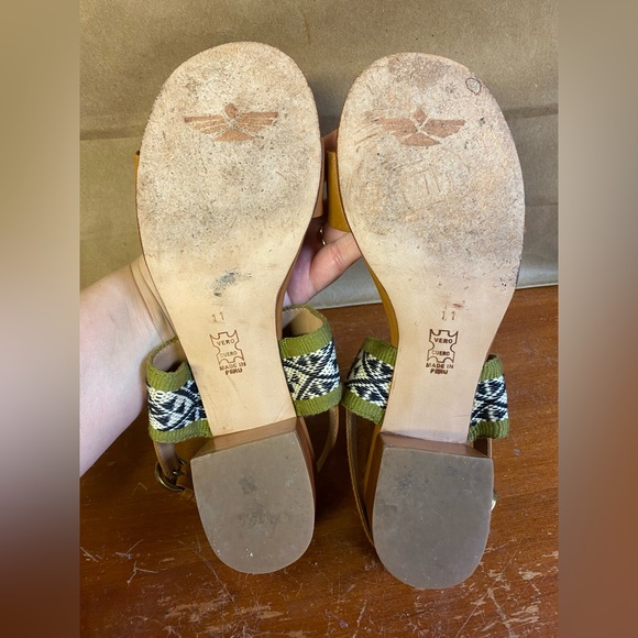 WOMENS FORTRESS OF INCA JACQUELYN Leather Heel Sandals Size 11 M Tan Green - Picture 7 of 8